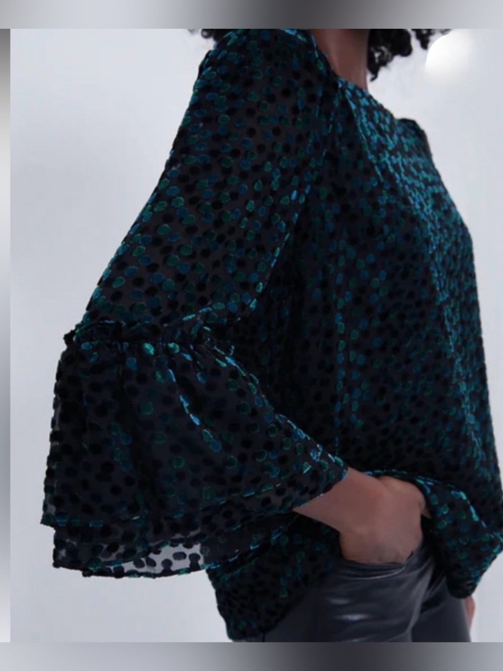 TUCKERNUCK Velvet Polka Dot Flock Velvet Top XS